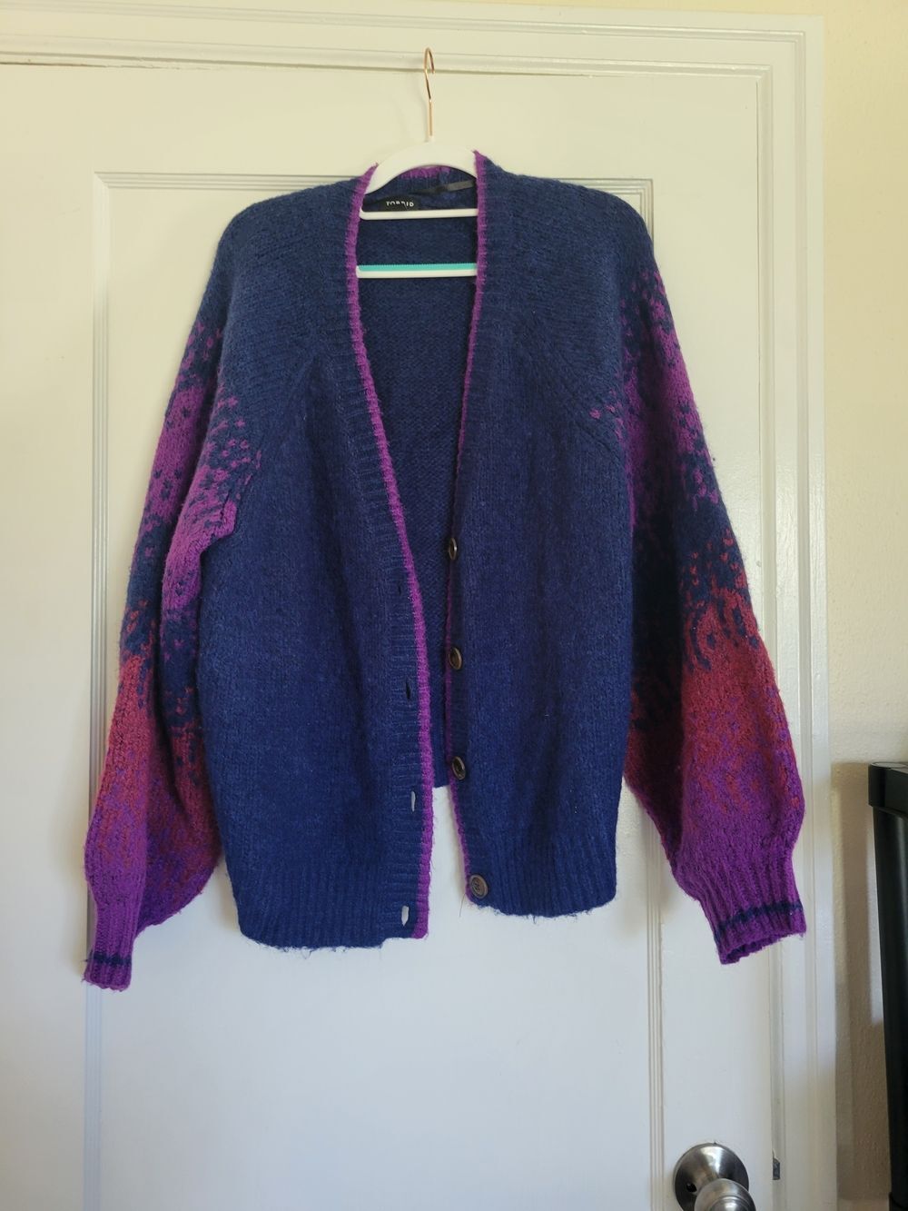 Torrid Cozy Blue & Purple Gradient Button front Cardigan Sweater Size 2